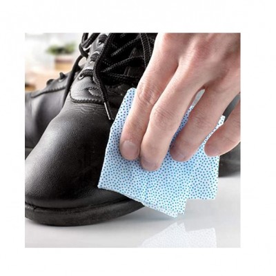 Single-piece disposable quick-cleaning shoe wipes with plastic dots, independent packaging