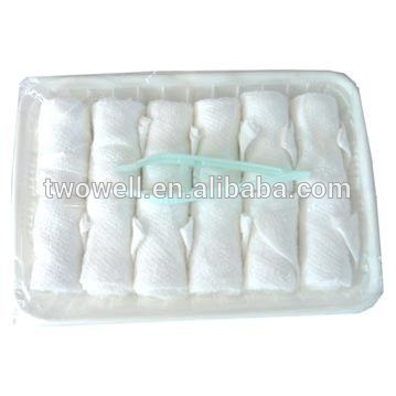 cotton refresh airline towels in tray and box